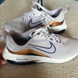 Nike purple and Gold Sneakers youth sz6/womens 8